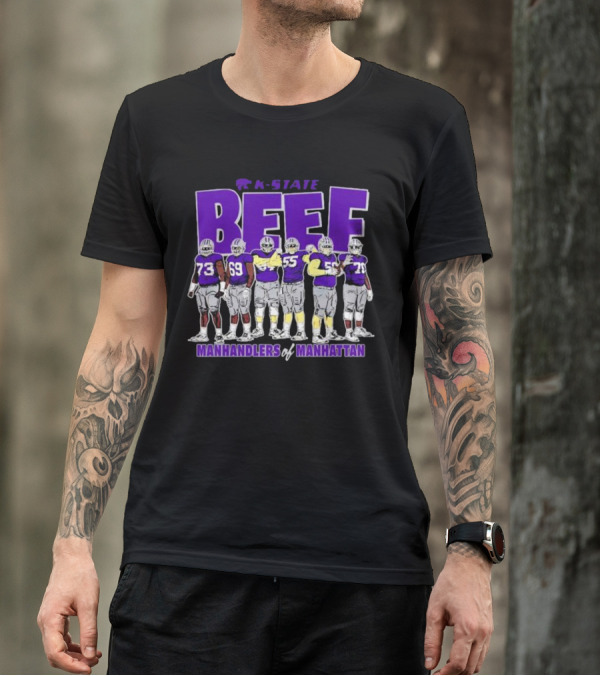 K-State Beef Manhandlers Of Manhattan Football Team Lineup T-Shirt