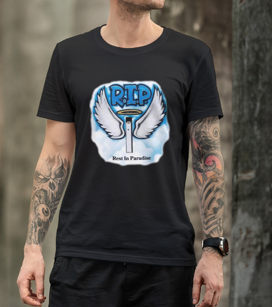 RIP Juul Rest In Paradise Angel Wings Halo Clouds T-Shirt