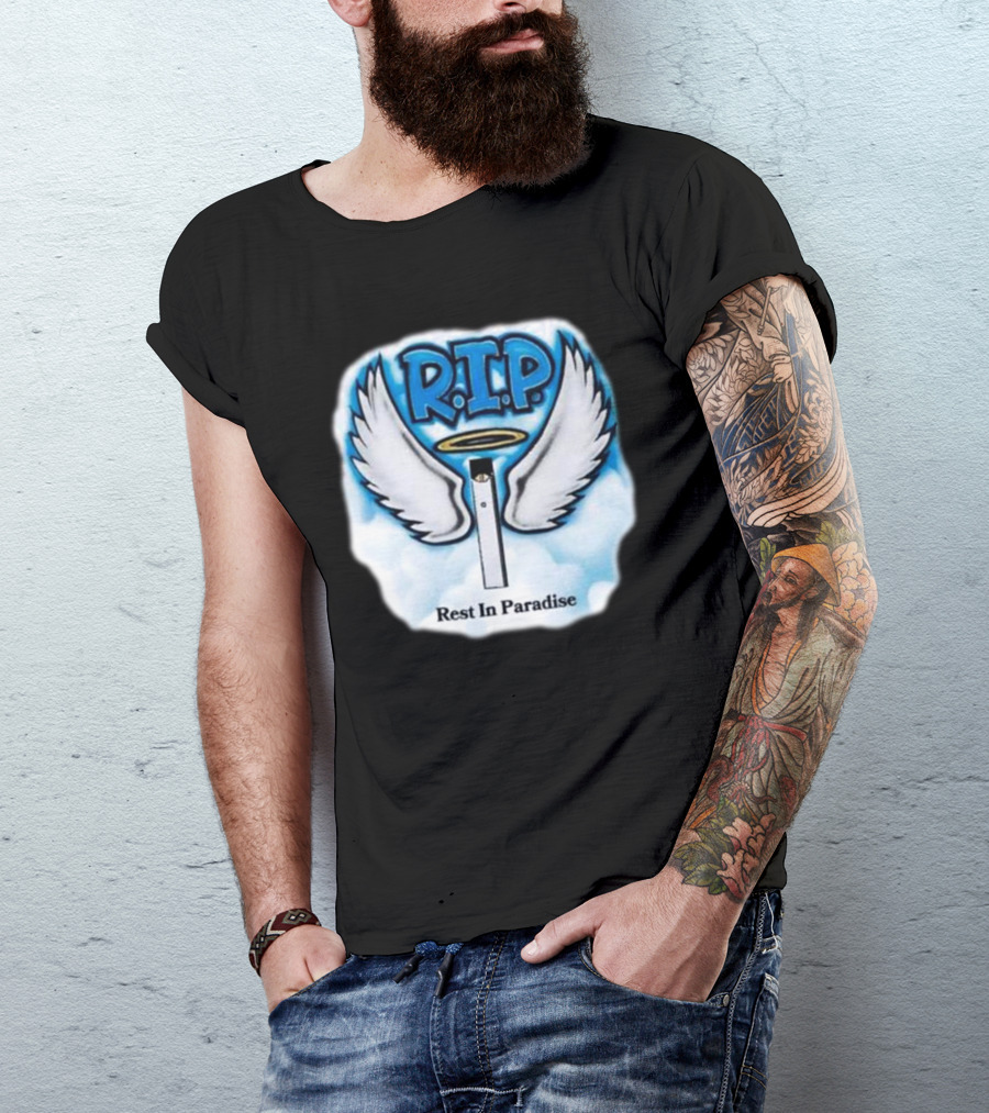 RIP Juul Rest In Paradise Angel Wings Halo Clouds T-Shirt