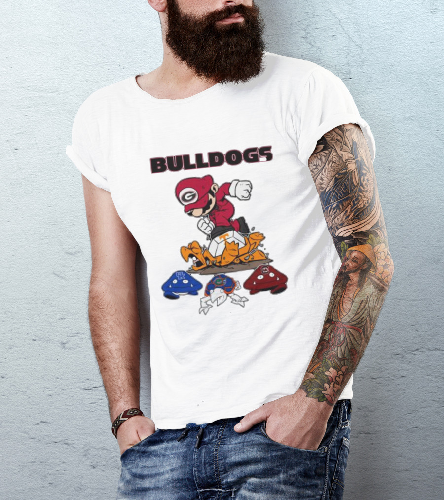 Bulldogs Super Mario Inspired Design With Iconic Gaming Motifs T-Shirt