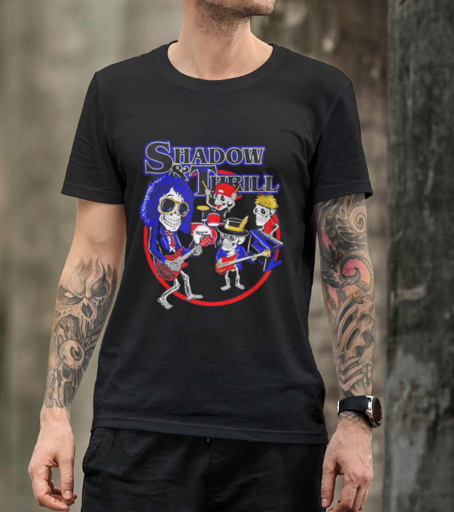 Shadow And Thrill Skeleton Band Rock Performance T-Shirt