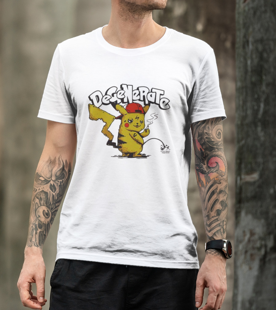Degenerate Pikachu Smoking With Red Hat T-Shirt