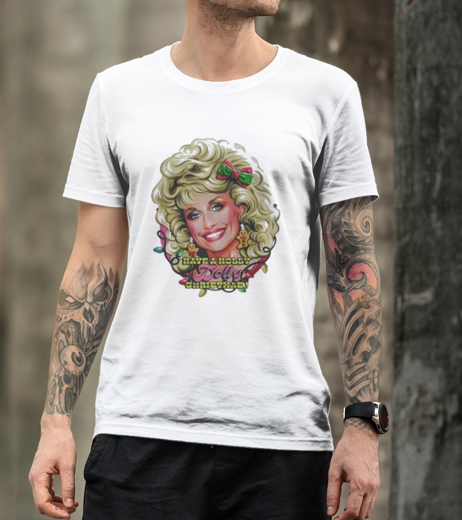 Have A Holly Dolly Christmas With Festive Lights Gingerbread Decor T-Shirt