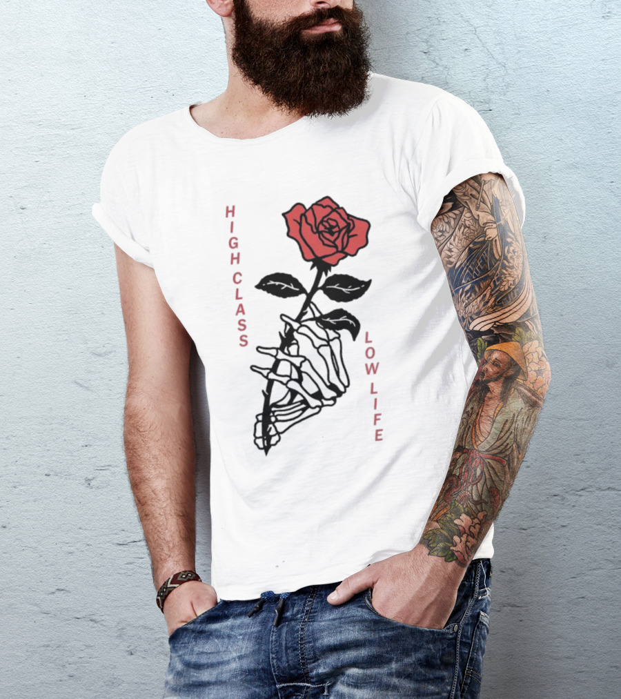 HIGH CLASS LOW LIFE Rose Skeleton T-Shirt