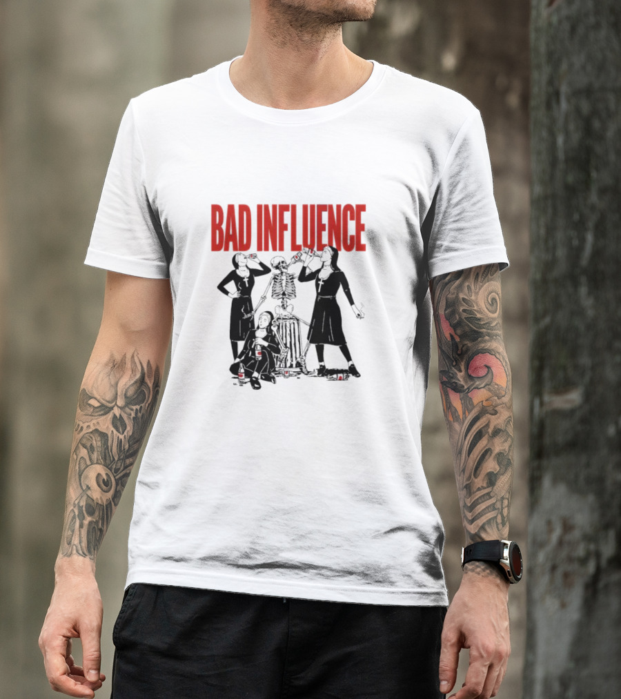 Bad Influence Nuns Partying With Skeleton T-Shirt
