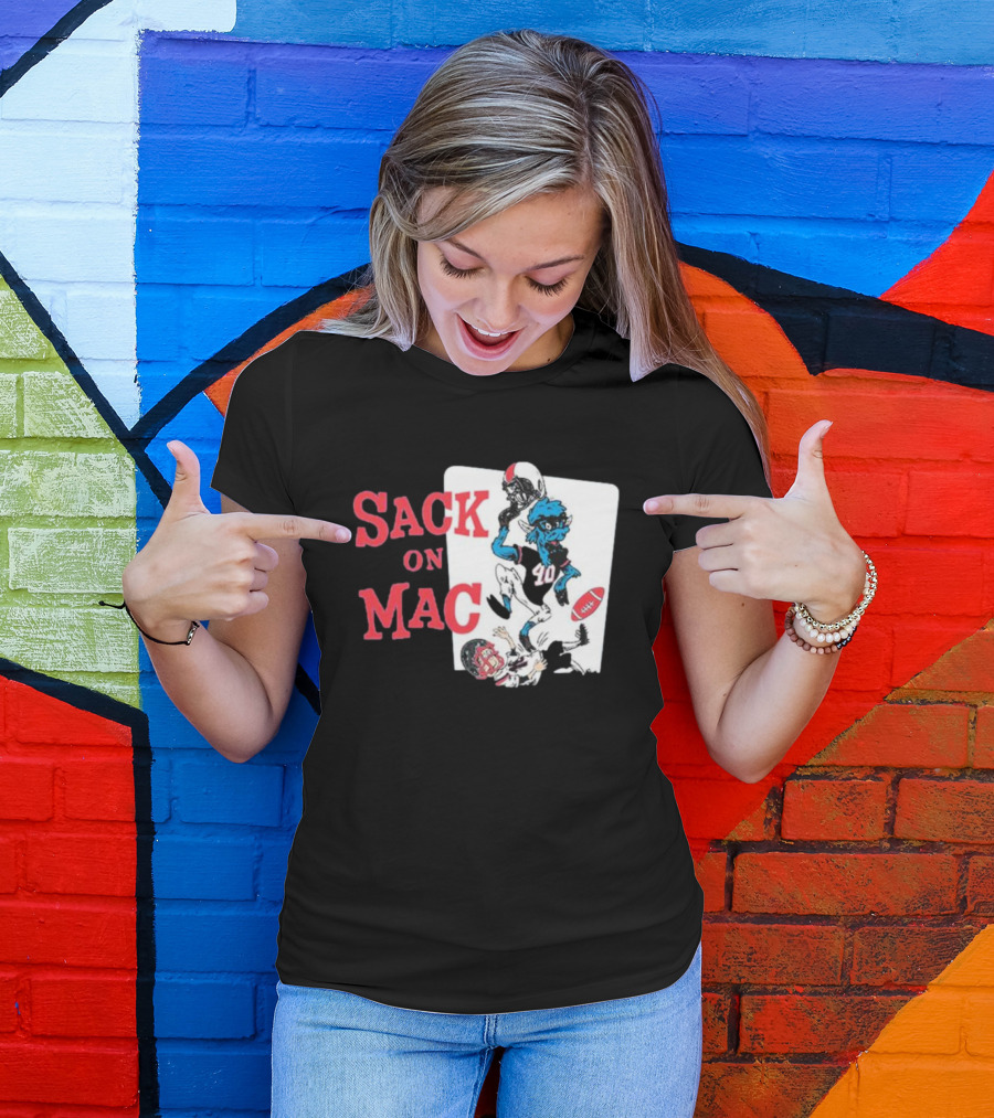 Sack On Mac NFL Football Cartoon Character Action T-Shirt