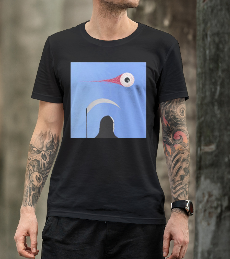 Grim Reaper With Scythe And Eyeball In Blue Sky Doja Cat Merch T-Shirt