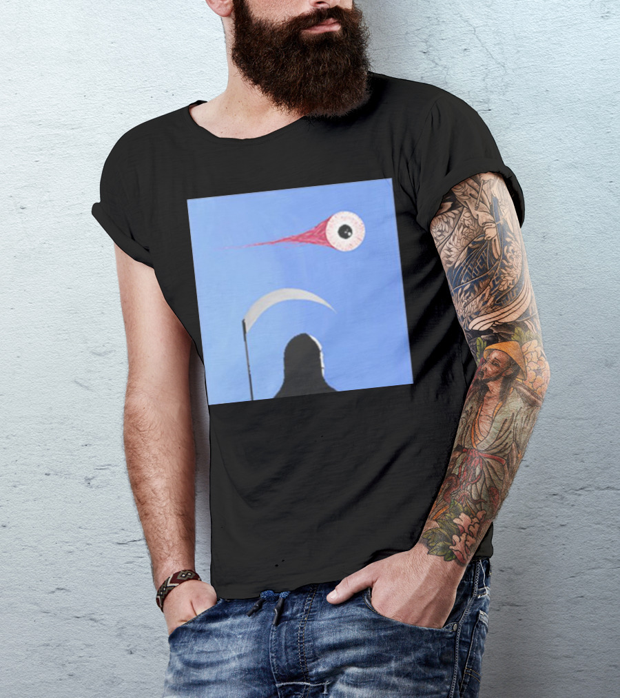 Grim Reaper With Scythe And Eyeball In Blue Sky Doja Cat Merch T-Shirt