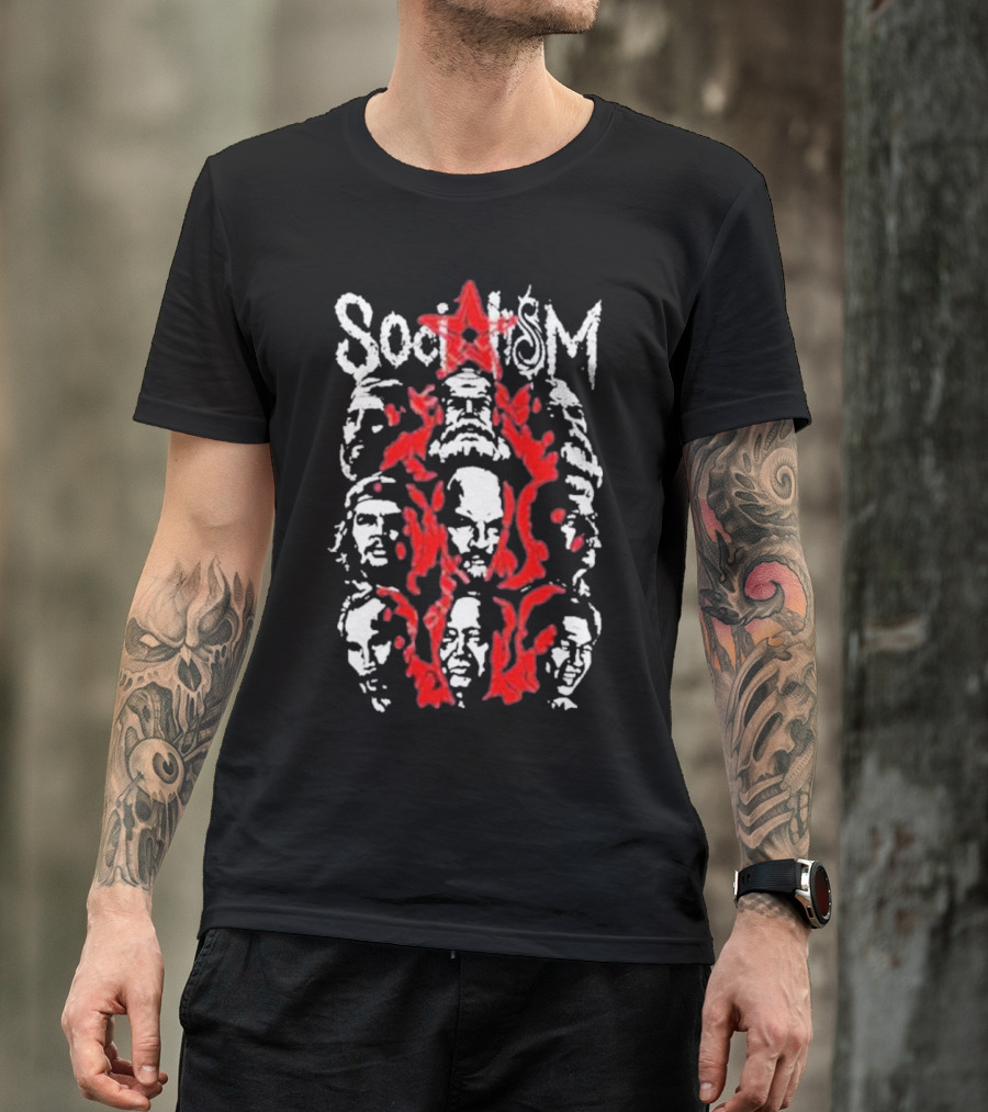 Tdm Socialism Revolutionary Faces And Red Star Motif T-Shirt