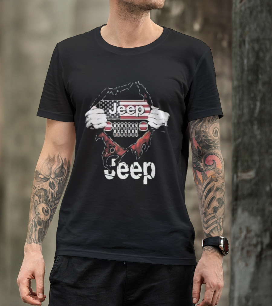 Jeep American Flag Blood Inside Me T-Shirt