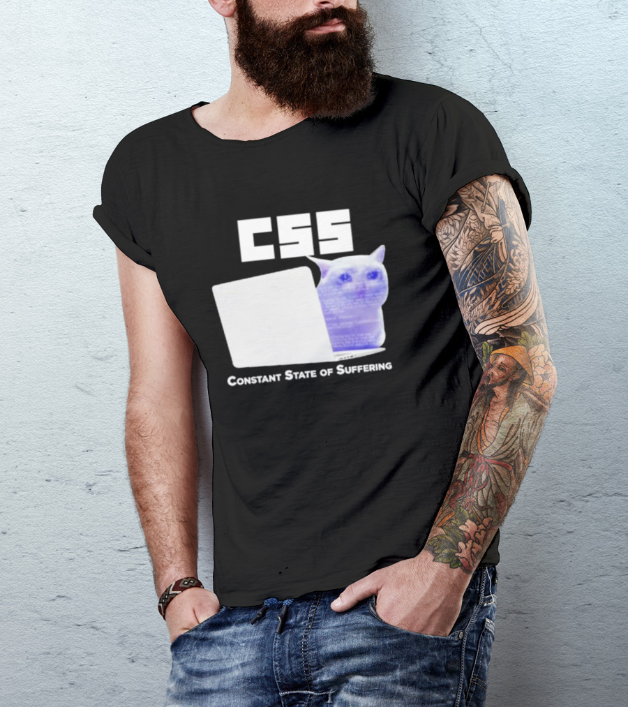 CSS Constant State Of Suffering Cat With Computer Retro Vibe T-Shirt