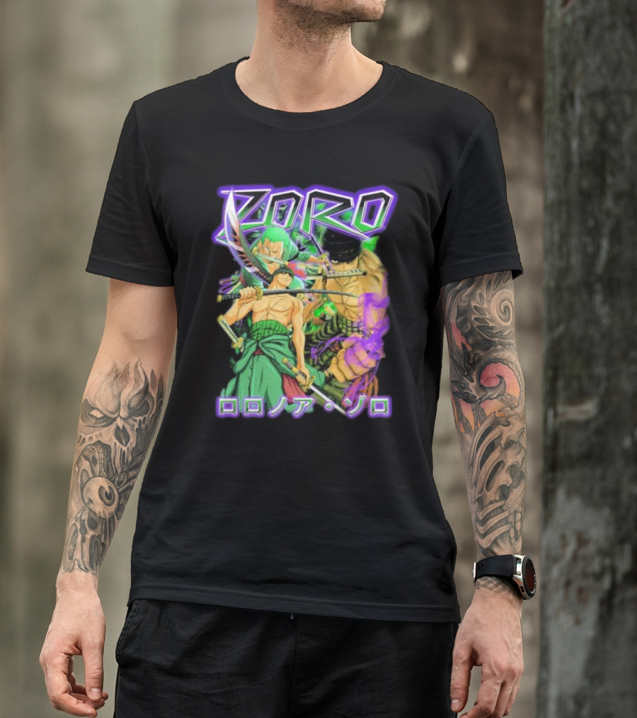 Zoro Roronoa Zoro Anime Manga Japanese Text Martial Arts Swordsman Fantasy Adventure T-Shirt