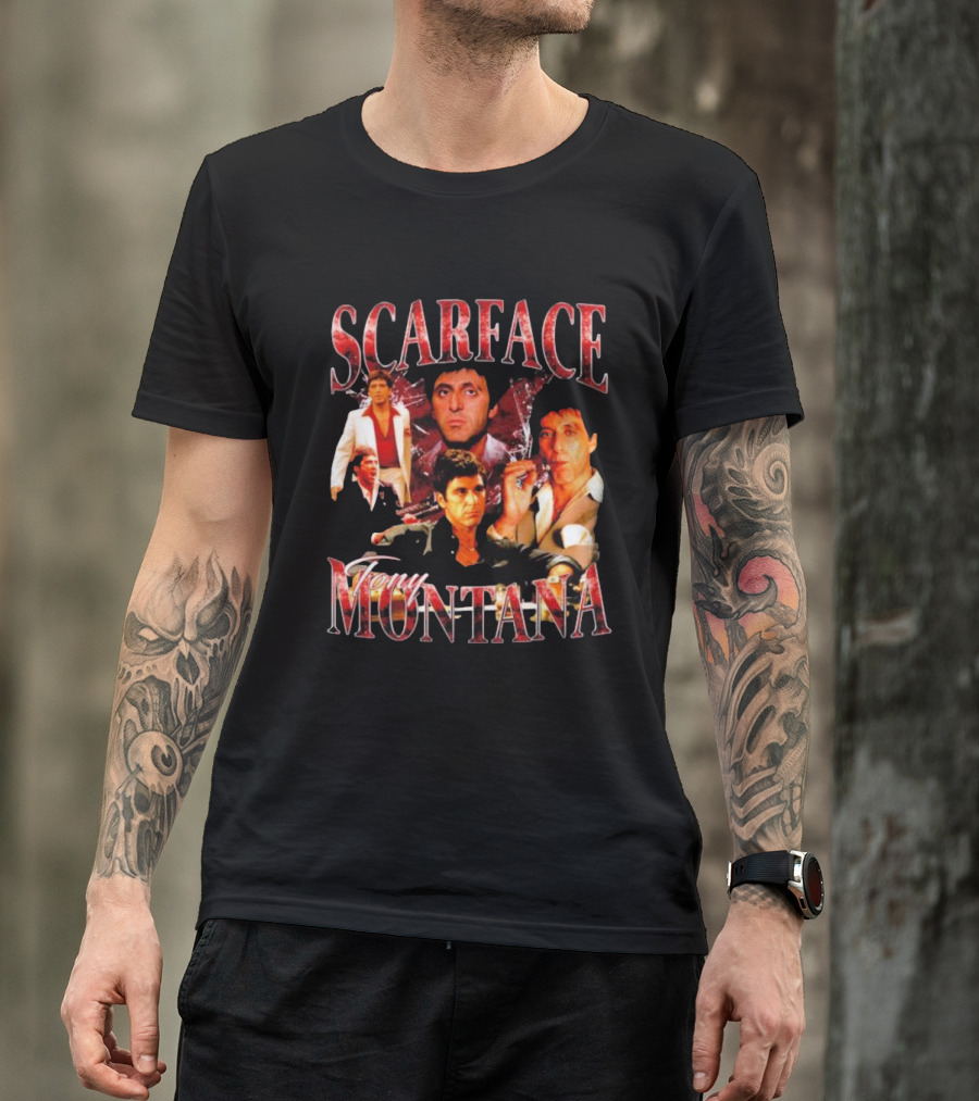 Scarface Tony Montana Film Collage Iconic Scenes T-Shirt