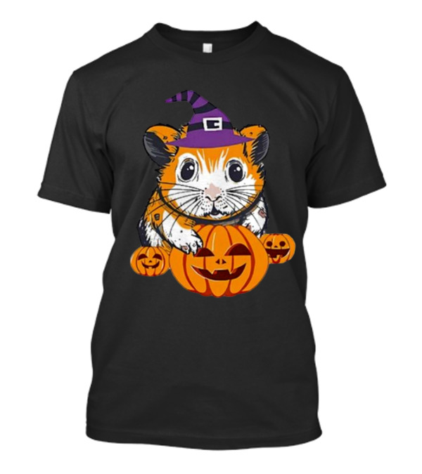 NW2 Halloween Guinea Pig Witch Hat Pumpkin Jack-o'-Lanterns T-Shirt