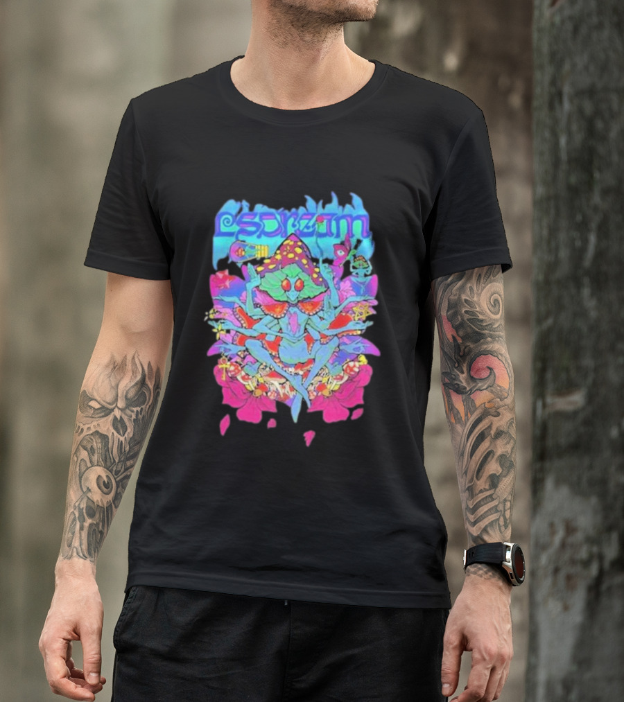 LSDream Mushi Psychedelic Bug Creature With Vibrant Colors And Cosmic Elements T-Shirt