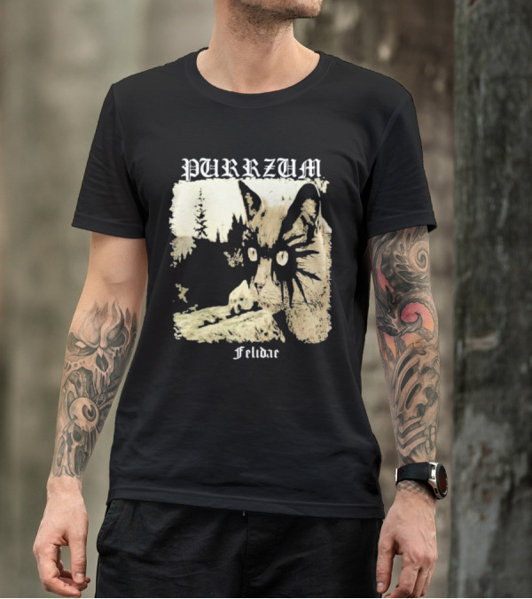 Purrzum Felidae Cat In Forest Scene T-Shirt