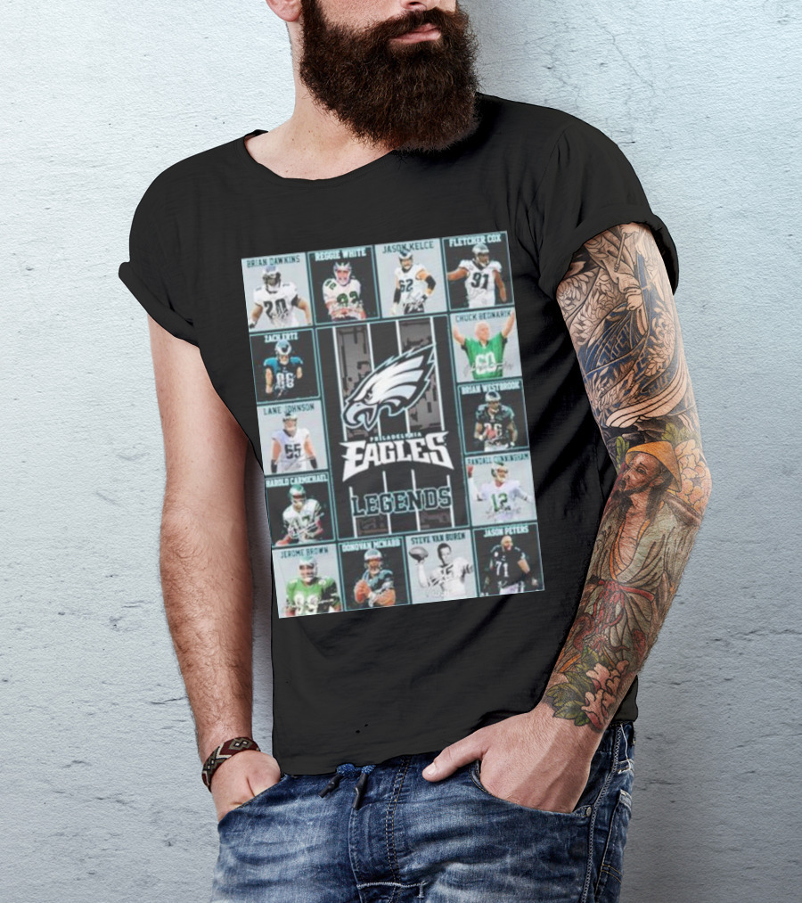 Philadelphia Eagles Brian Dawkins Reggie White Jason Kelce Fletcher Cox Legends Randall Cunningham Donovan McNabb T-Shirt