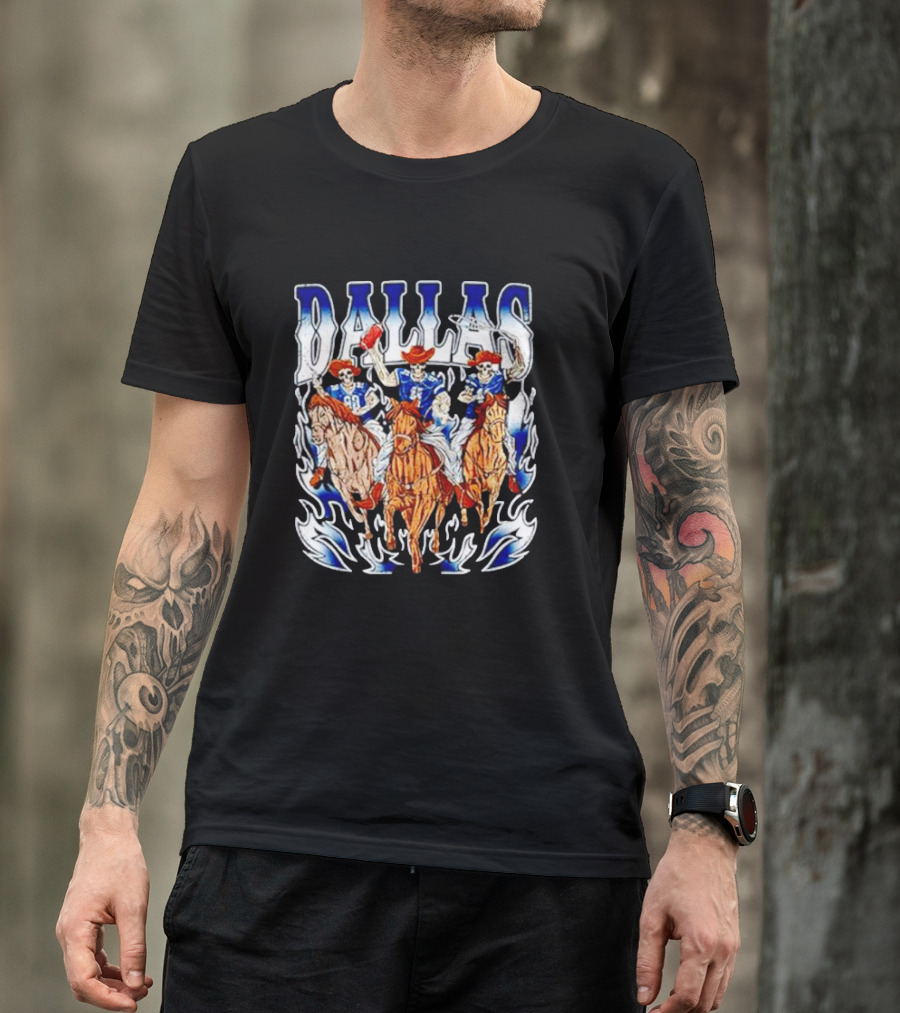 Dallas Cowboys Skeleton Horseback Riders Halloween T-Shirt