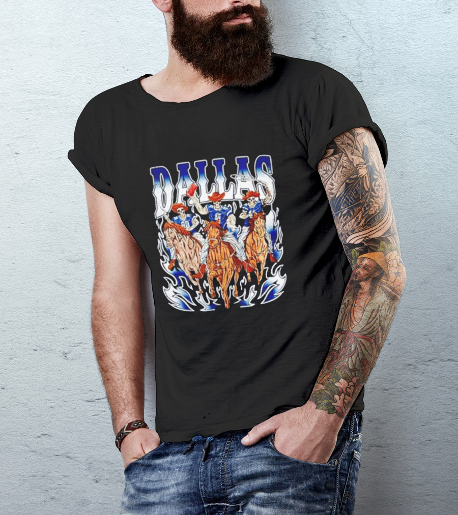 Dallas Cowboys Skeleton Horseback Riders Halloween T-Shirt