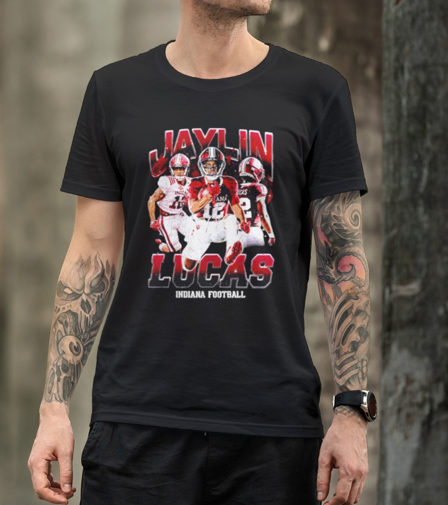 Jaylin Lucas Indiana Football Athlete Action Collage T-Shirt
