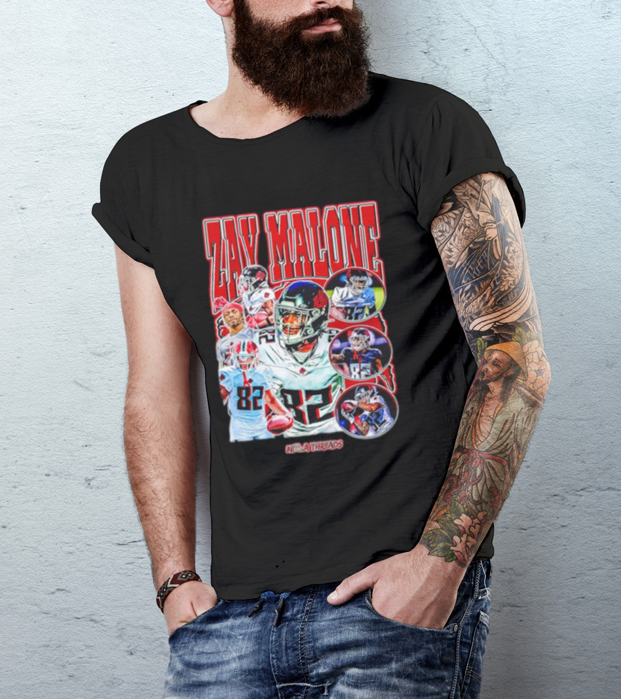 Zay Malone 82 Atlanta Falcons NSNThreads Vintage T-Shirt