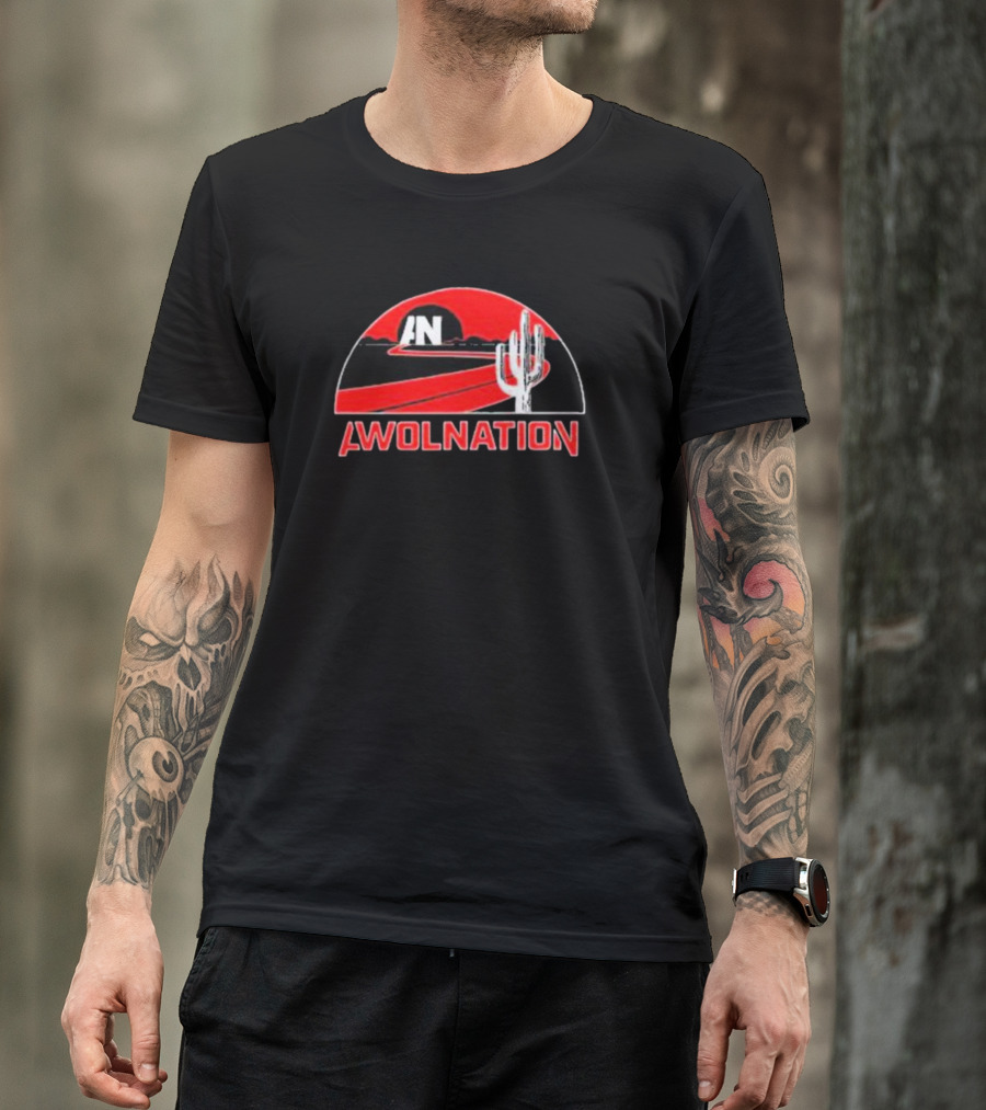 AWOLNATION Cactus Road Desert Scene With Red Sky And Roadway T-Shirt