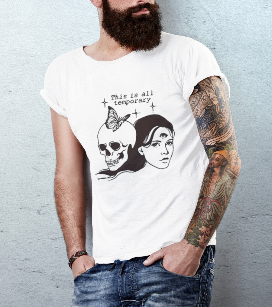 This Is All Temporary Skull Butterfly Third Eye Kira Cyan Rittgers T-Shirt