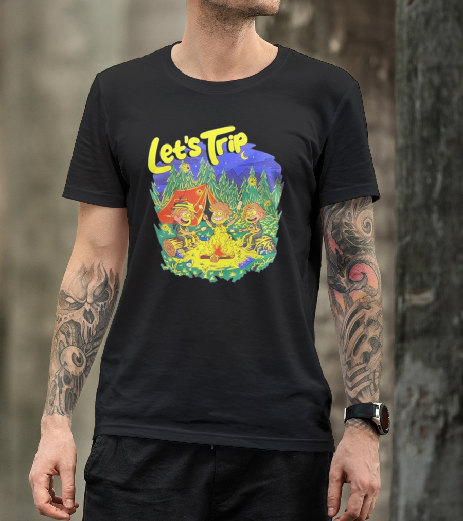 Let's Trip Campfire Adventure Sturnioloclothing Forest Night Camping T-Shirt