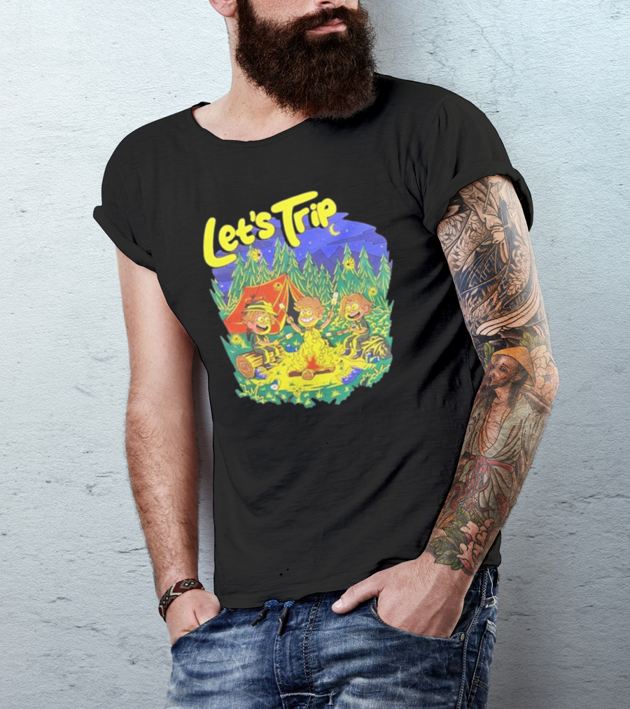 Let's Trip Campfire Adventure Sturnioloclothing Forest Night Camping T-Shirt
