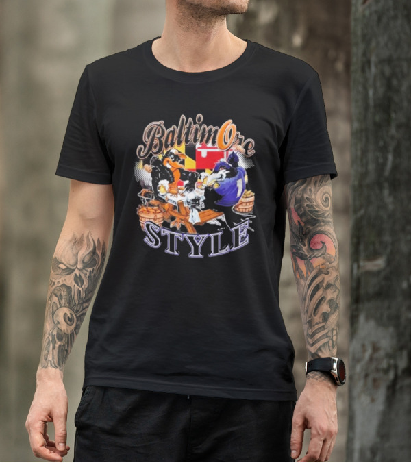 Baltimore Style Ravens Crab Feast Maryland Flag Ravens Football T-Shirt