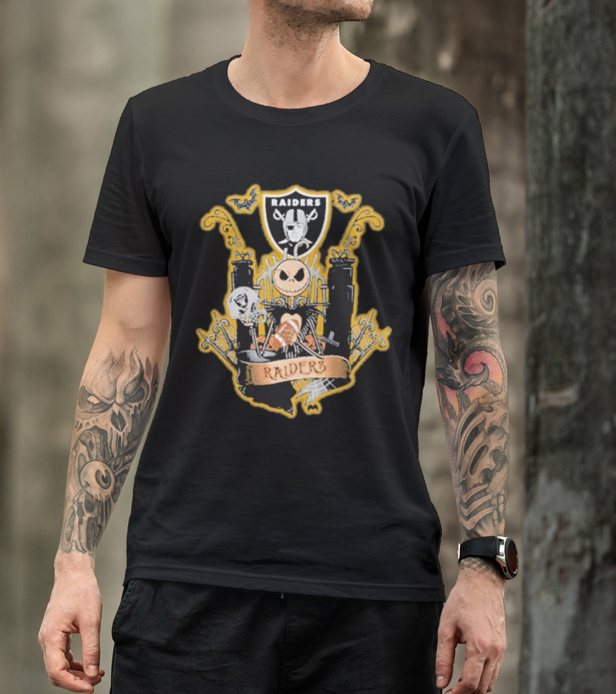 Las Vegas Raiders Jack Skellington Halloween Fan Crest T-Shirt