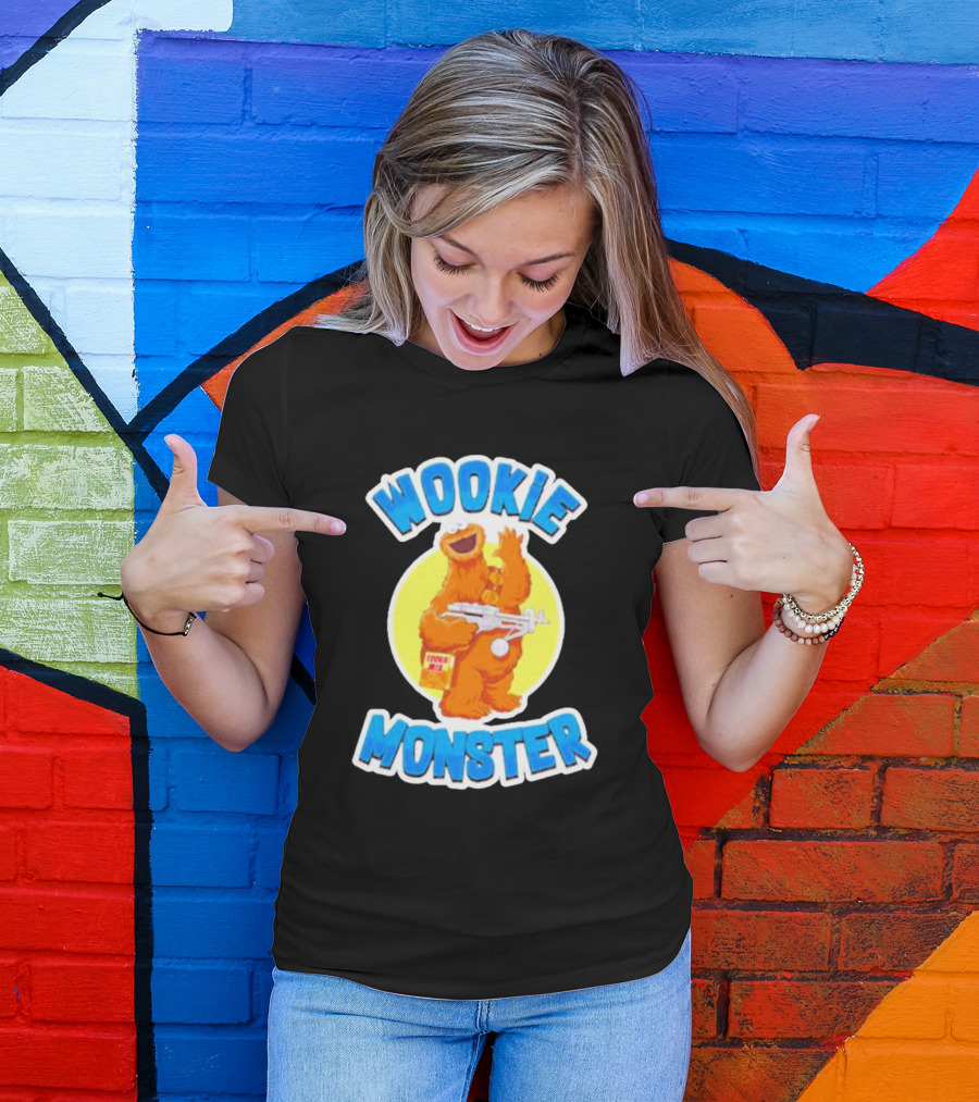 Wookiee Monster Cookie Fusion Character With Blaster T-Shirt