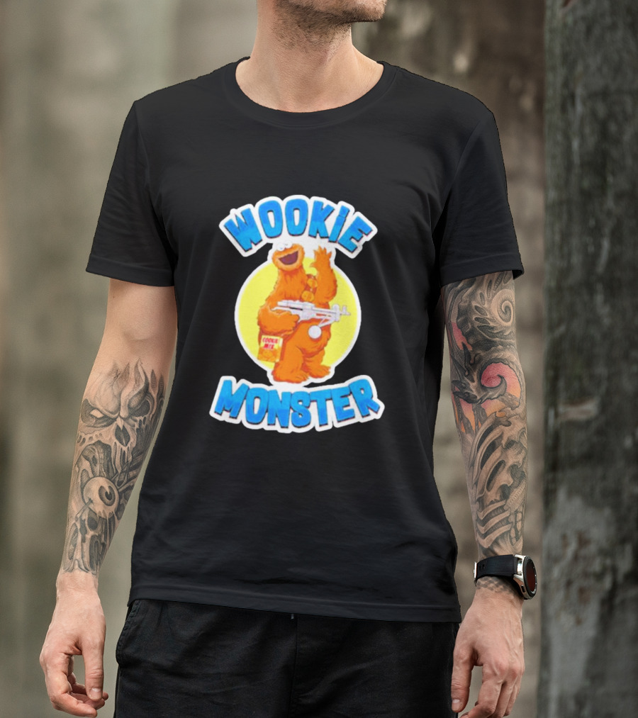 Wookiee Monster Cookie Fusion Character With Blaster T-Shirt