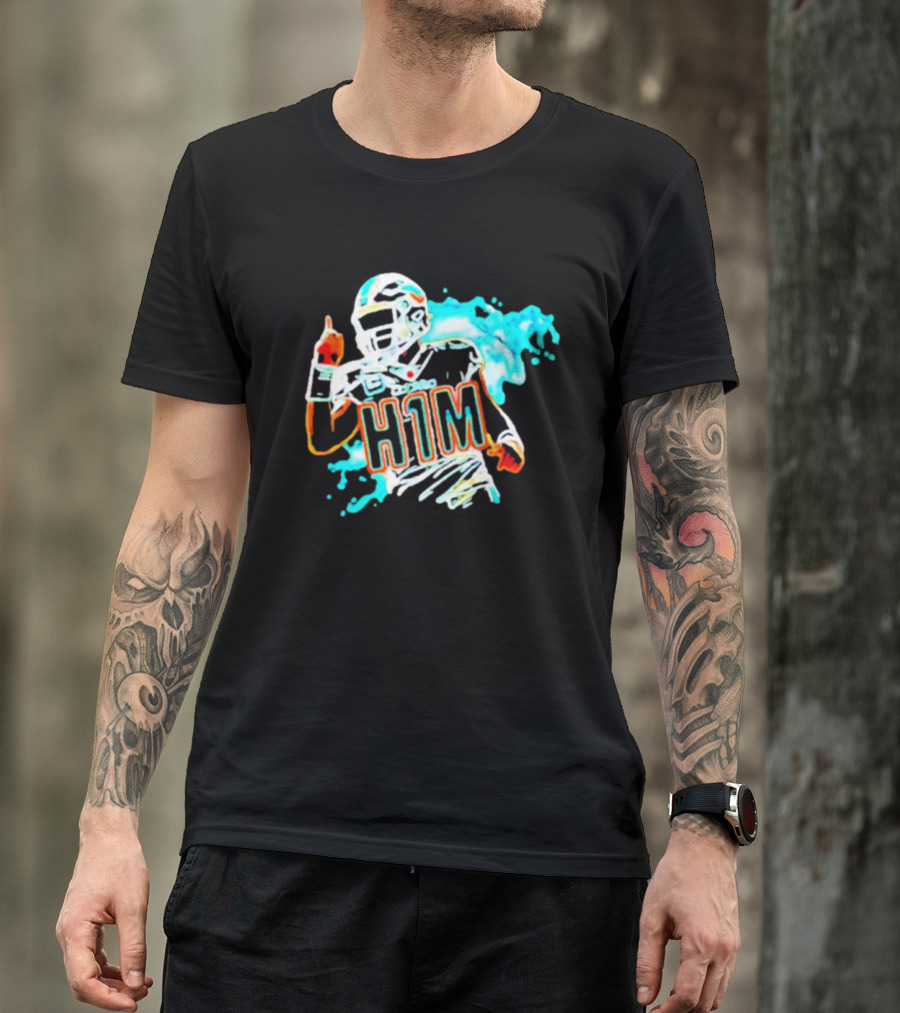 Miami Dolphins H1M Paint Football Player Splash T-Shirt