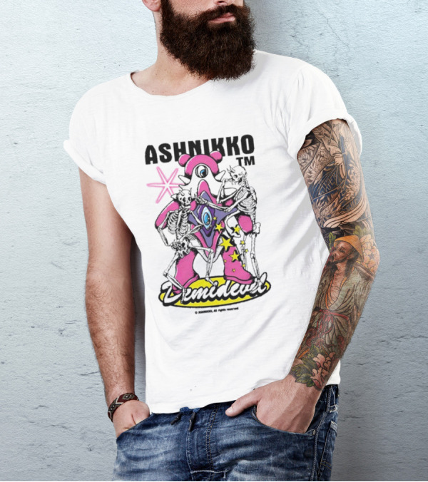 ASHNIKKO Demidevil Skeleton Star Pink T-Shirt