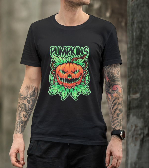 Pumpkins Horror Halloween Jack-o'-Lantern With Creepy Vines T-Shirt