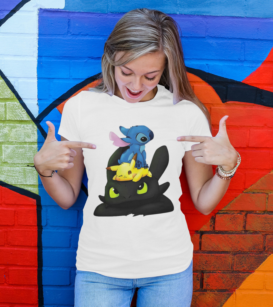 Stitch Pikachu Toothless Crossover T-Shirt