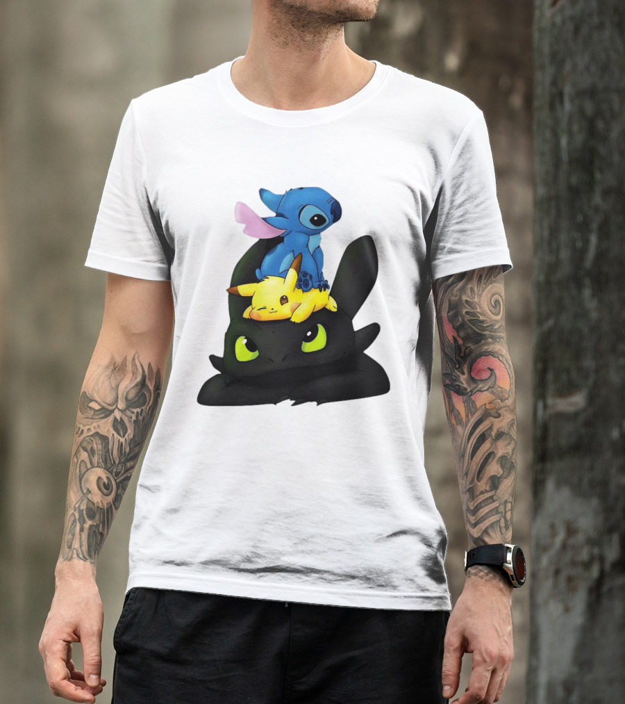 Stitch Pikachu Toothless Crossover T-Shirt