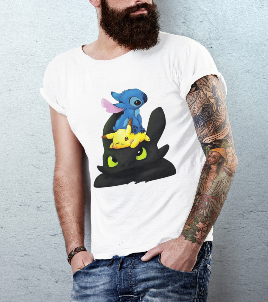 Stitch Pikachu Toothless Crossover T-Shirt