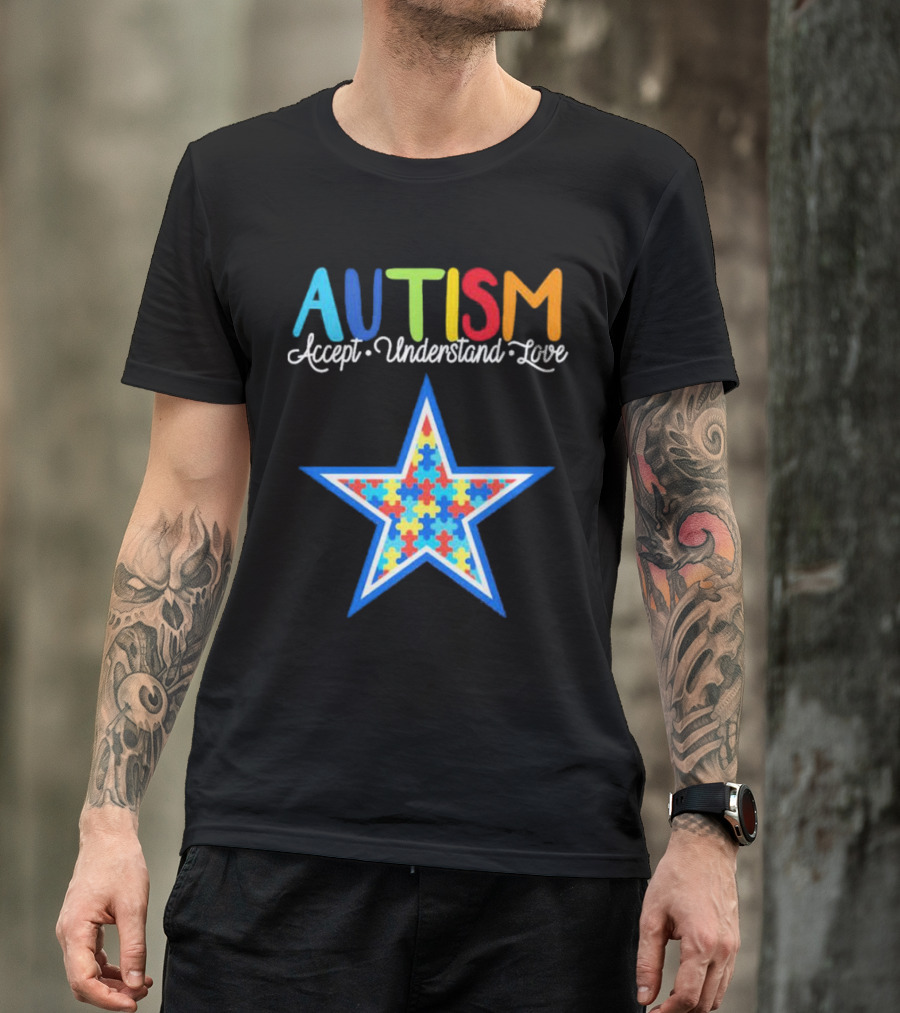 Dallas Cowboys Autism Accept Understand Love Puzzle Star T-Shirt
