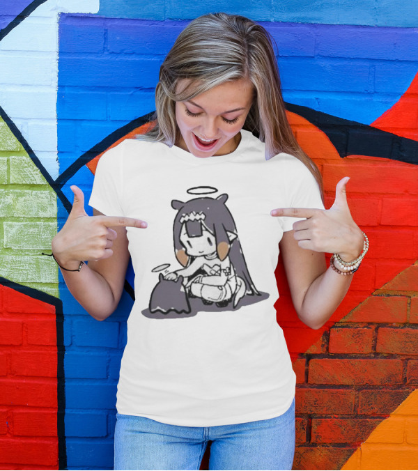 Hololive Ninomae Inanis Tako Fan Art Cute Anime Character Interaction T-Shirt