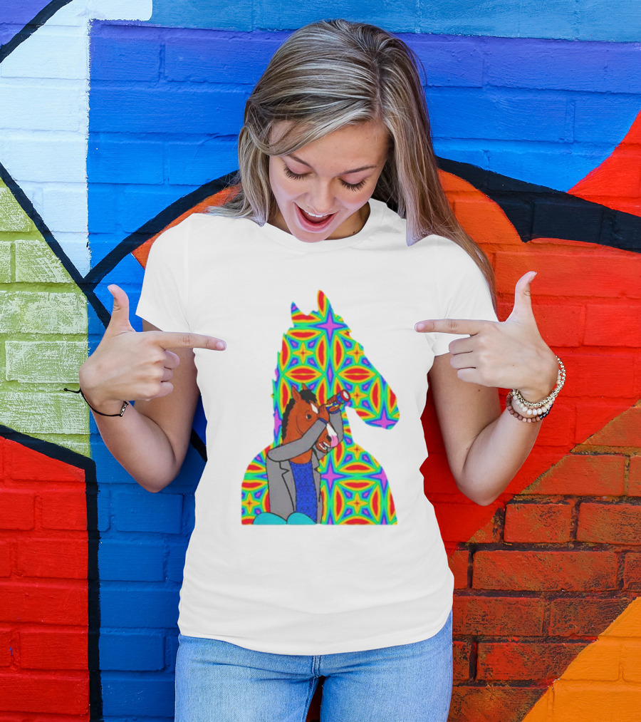 Psychedelic Bojack Horseman Silhouette With Colorful T-Shirt