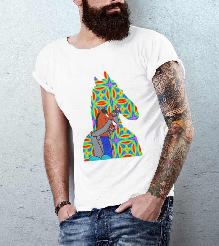 Psychedelic Bojack Horseman Silhouette With Colorful T-Shirt