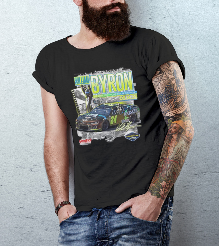 Darlington Winner William Byron 100 Wins Number 24 Chevrolet Axalta Goodyear 400 05.14.23 T-Shirt