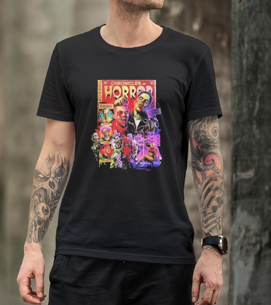 Chronicles Of Horror Terror Featuring Undead Chaos Zombies T-Shirt