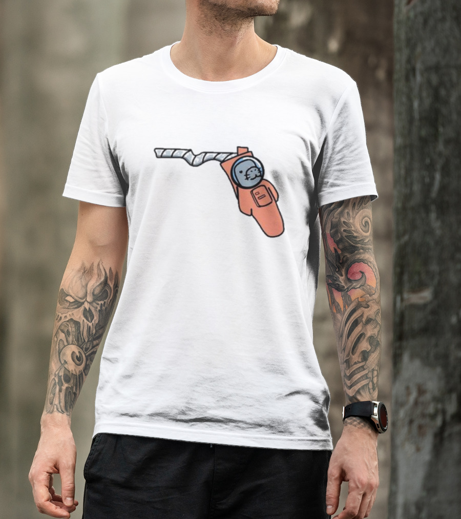 Florida Astronauts Manatee In Space Helmet Floating In Orange Suit T-Shirt