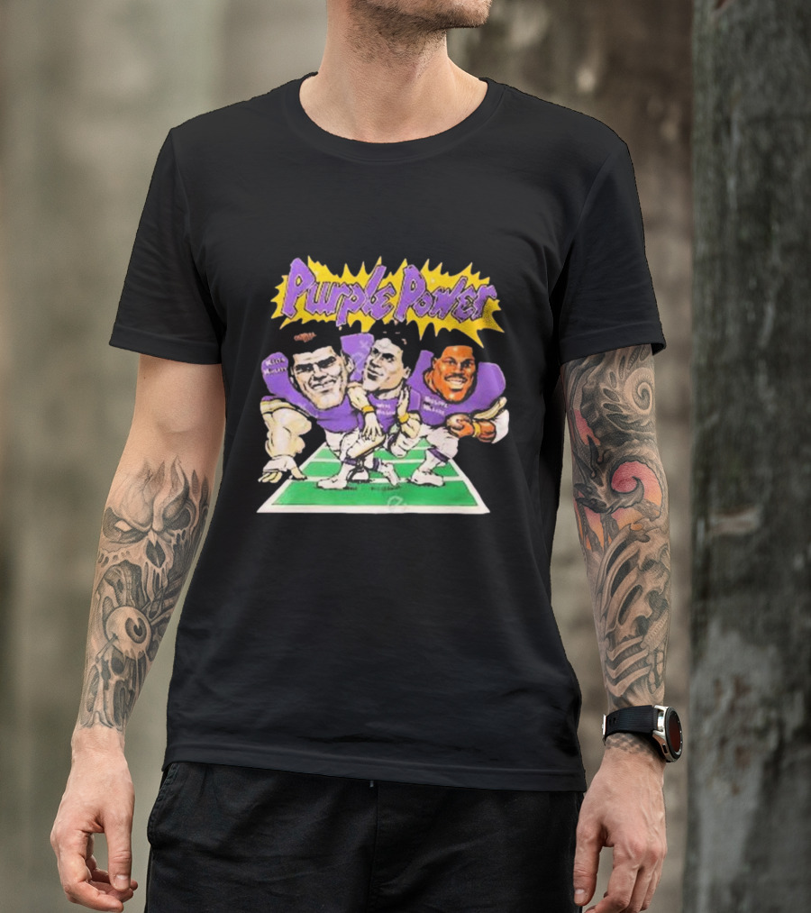 Purple Power Minnesota Vikings Cartoon Trio Caricature Football T-Shirt