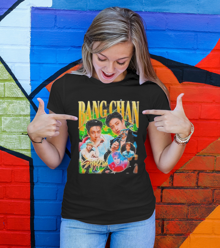 Bang Chan Stray Kids Multicolor Photo Collage T-Shirt