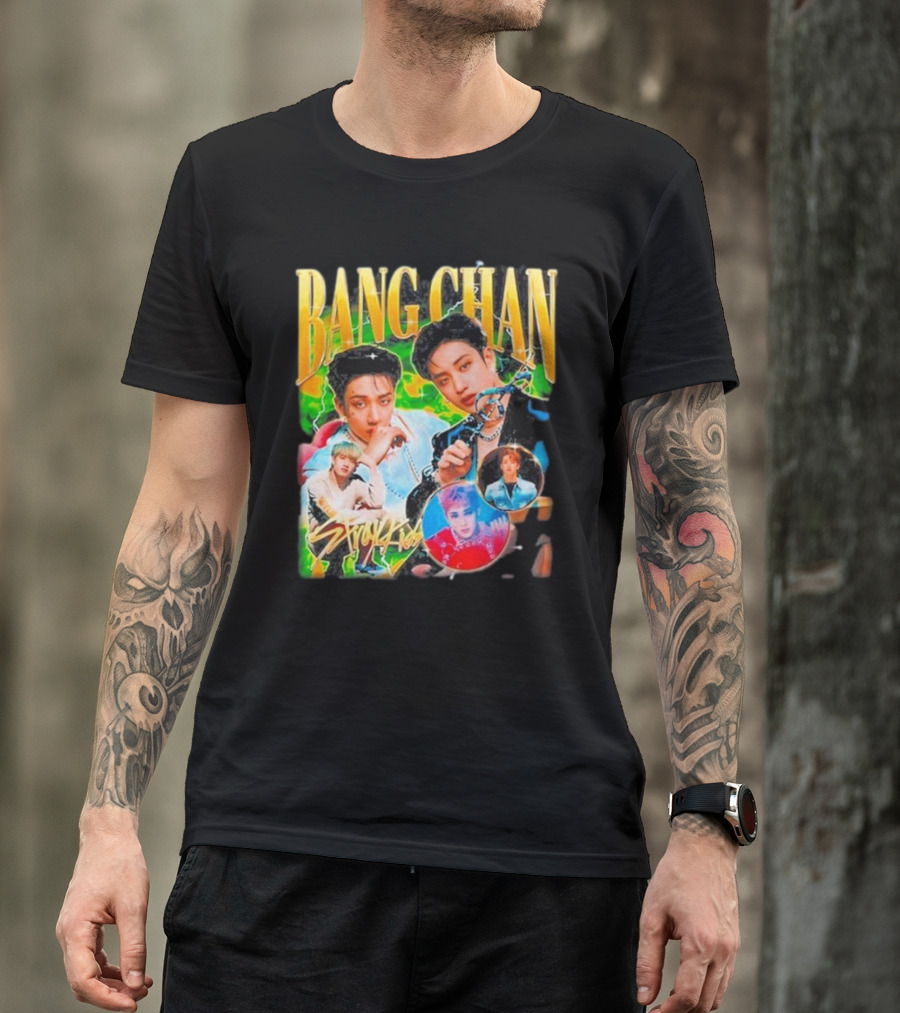 Bang Chan Stray Kids Multicolor Photo Collage T-Shirt