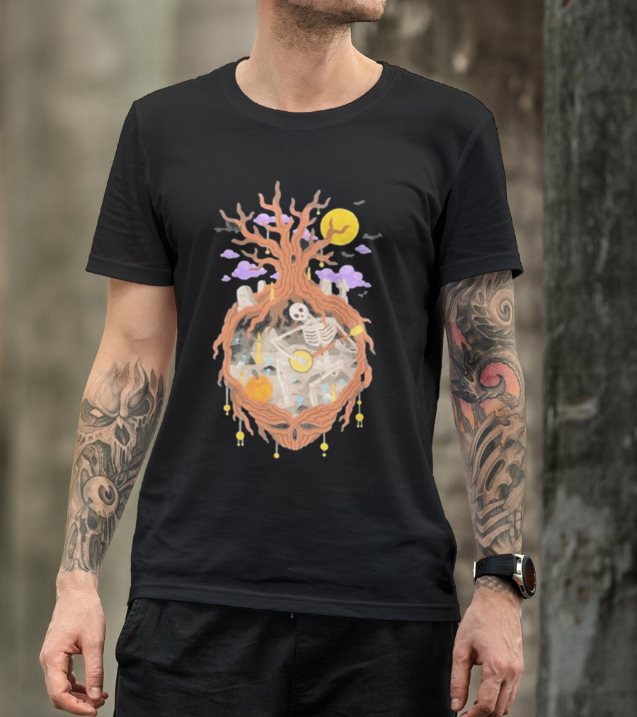 Grateful Dead The 13th Skeleton Moonlit Cemetery Tree T-Shirt